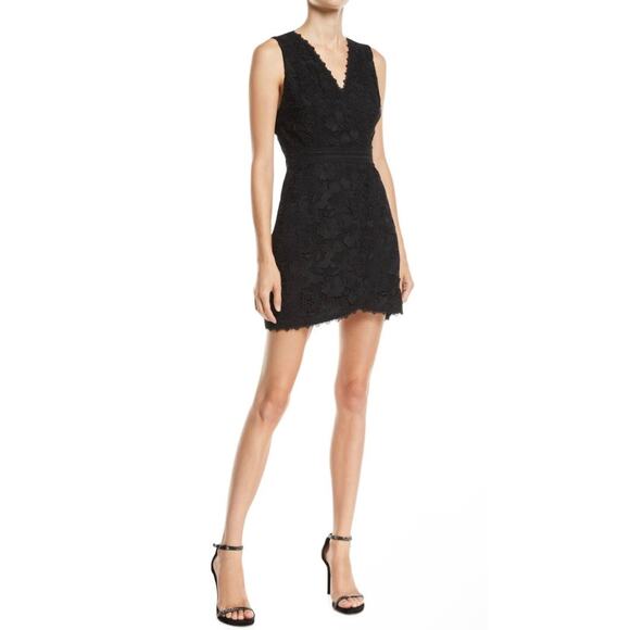 Alice + Olivia Black Cocktail Party Lennon Lace Mini Night Out Dress Sz 4 - Picture 2 of 16